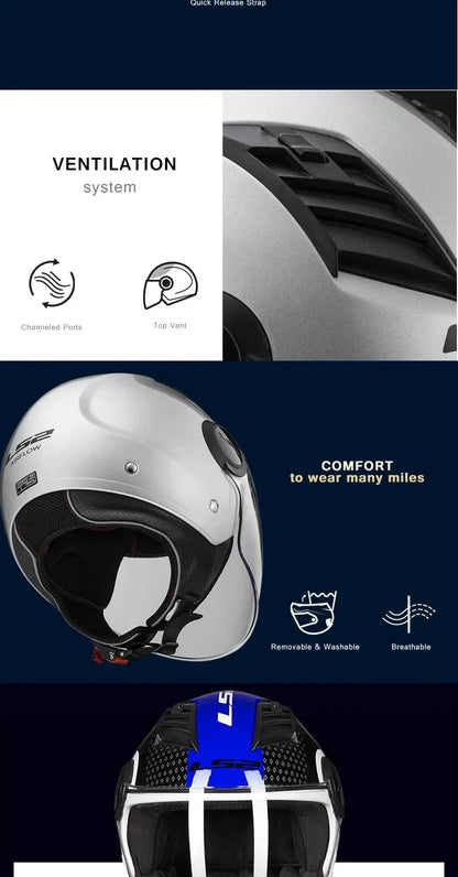 Original LS2 OF562 Casco Motorcycle 3/4 Open Face Ls2 Cascos Para Moto E-BIKE Helmet Electric Scooter Helmet of562 Capacete Moto