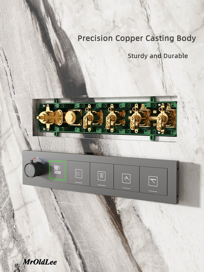 Shower System Set 2025 in Wall Mount With Thermostatic Multi-Function Mixer Rainfall For Showering Luxury Bathroom Smart Home