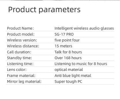 SG-17 Pro 2025 New Bluetooth Smart Glasses Anti-Blue Light Sunglass Music Player Voice Assistant Outdoor Sports Smart Sunglasses