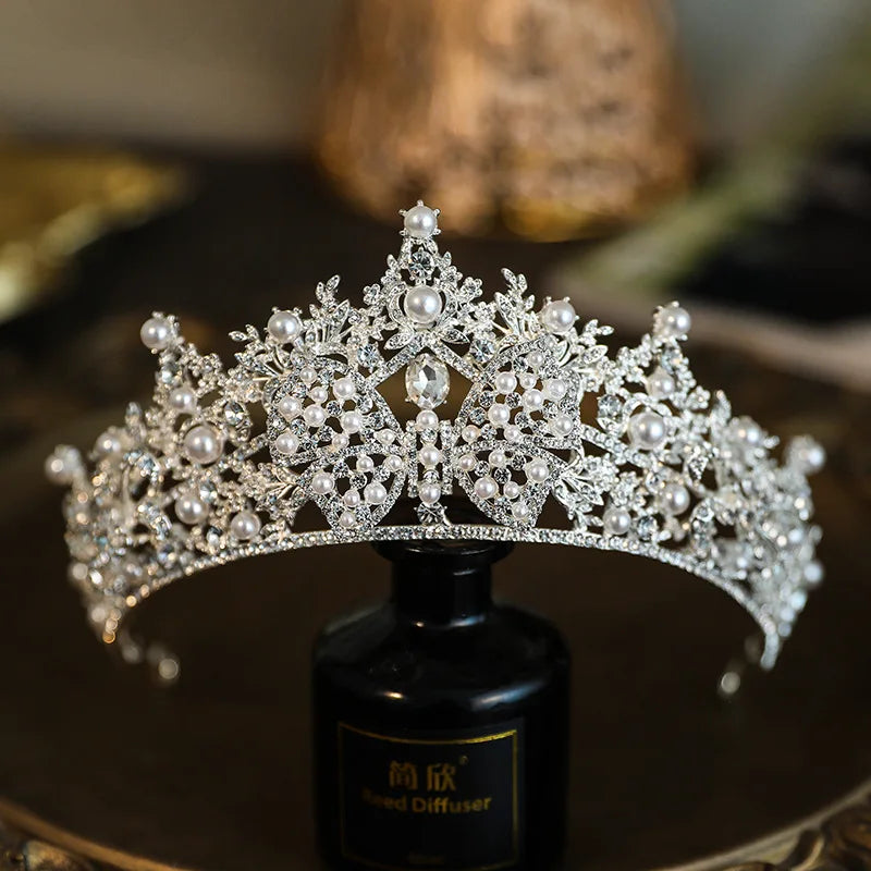 KMVEXO Baroque Luxury Crystal Bridal Tiaras Cubic Zircon Crown Rhinestone Pageant Diadem Headpieces Wedding Hair Accessories