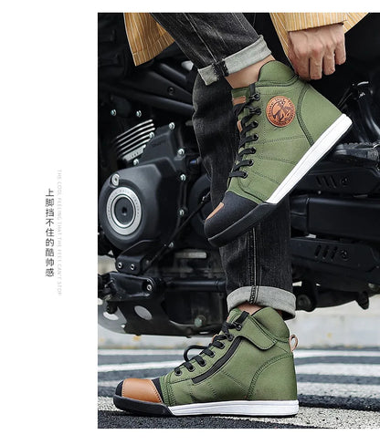 Motorcycle Shoes Men Riding Boots Casual Flat Shoes Anti-collision Toe Heel Protection Outdoor Cycling Motobike Sports Sneakers