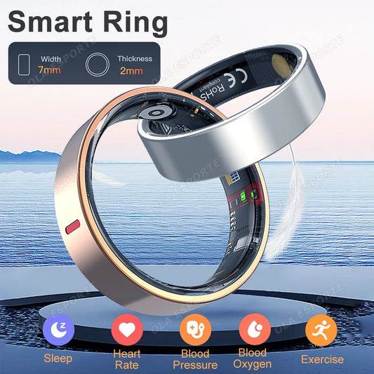 Men Women Fashion Smart Ring Sleep Heart Rate Blood Pressure Monitoring Bluetooth Connection Multiple Sports Modes Fitness Rings