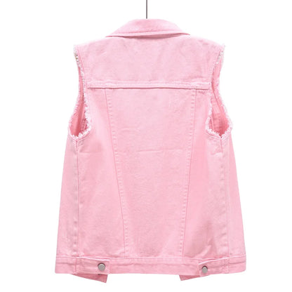 Coats Fashion Clothes Casual Vintage Elegant Sleeveless Denim Vest for Women Jacket Spring Streetwear Women Clothing Autumn