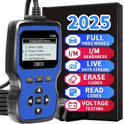 Obd2 Diagnostic Scanner Tool - Engine Fault Code Reader for All Cars since 1996, with Real-Time Data Stream, Battery Test, and Code Erasure