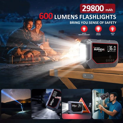 4 in 1 Car Jump Starter with Air Compressor 4000A Portable Power Bank 150PSI Tire Inflator Auto Portable Battery Starter for Car