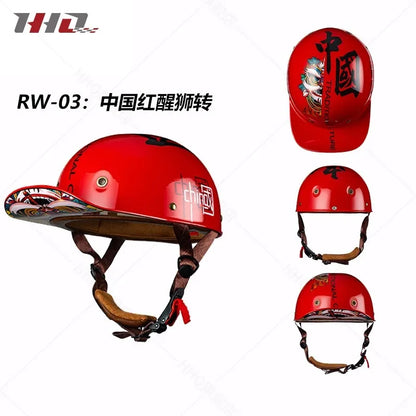 Retro Bucket Half Helmet for Men & Women - Motorcycle & Electric Bike Safety Helmet