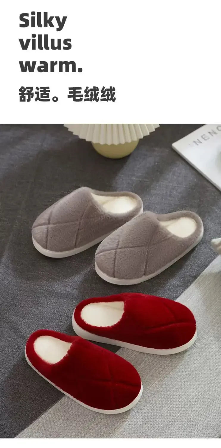 2025 Winter Plush Slippers - Cozy Non-Slip Indoor Warm House Shoes, Cute Lightweight Couple's Unisex Thick Sole Home Slippers