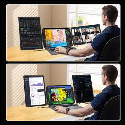 Rospider 14 to 16 Inch Dual Screen Extender Display FHD IPS Triple Expandable Monitor High Definition for Laptop Productivity
