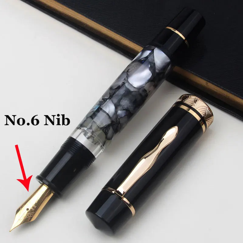 MAJOHN P139 High Quality Fountain Pen Piston Filler Resin Body Ebonite Feed Size 8 40 Nib Rotating Cap Postable Office Gift
