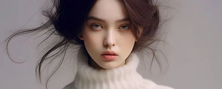 Oule Winter Blue Floral Print High Collar Women's Knitted Sweater Comfortable Loose Sle Long Sve Casual Commute Faion