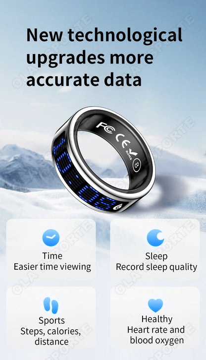 Display Screen Smart Ring Bluetooth Connection Heart Rate Sleep Monitoring Multi-function Ring Multiple Sports Modes Waterproof