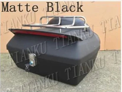 Black Trunk Tail Box Luggage Backrest For Honda Yamaha Suzuki Kawasaki Lifan Indian Bobber Custom Chopper Cruisers Street Bike