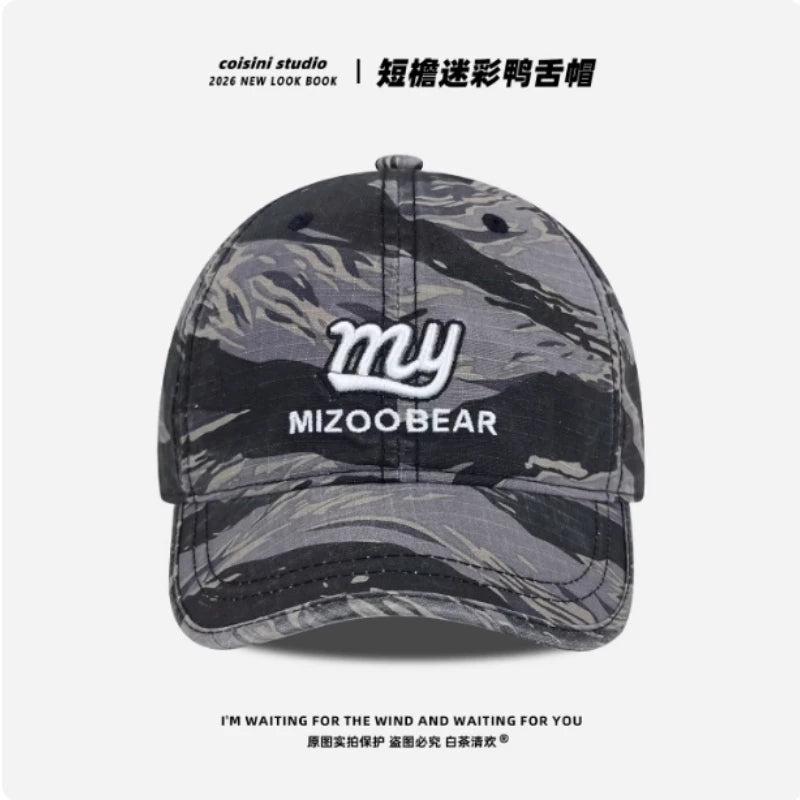 American Camouflage Short-brimmed Baseball Caps Spring and Autumn Men and Women Outdoor Sunshade Letter Embroidered Sports Hat