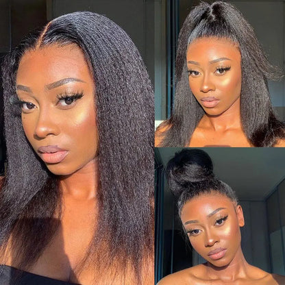 13x4 Transparent Lace Front Brazilian Human Hair Wig Sale Kinky Straight 180% Lace Frontal Yaki Human Hair Wigs Short Lace Wig