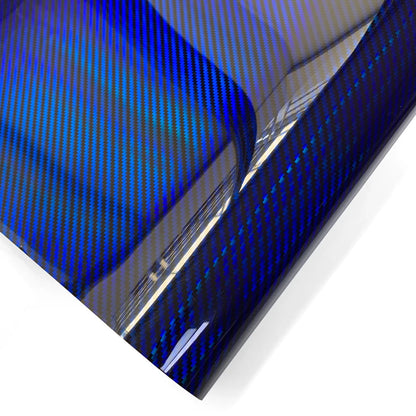 Laser Blue Carbon Fiber Car Stickers Glossy Holographic Color Change Film Self-Adhesive Vinyl Car Wrap Cover Air Release Foil