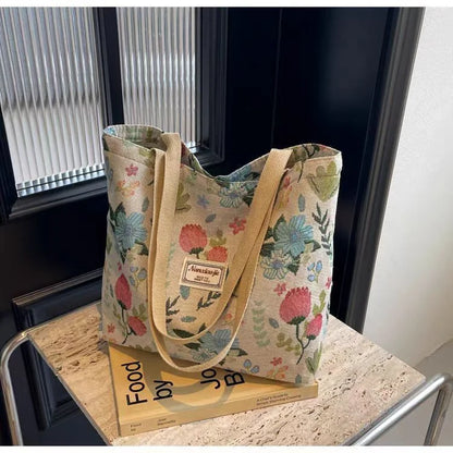 Large Capacity Niche Single Shoulder Bag for Women, Ins Style Canvas Bag, Tote Bag for Class, Commuting Bag