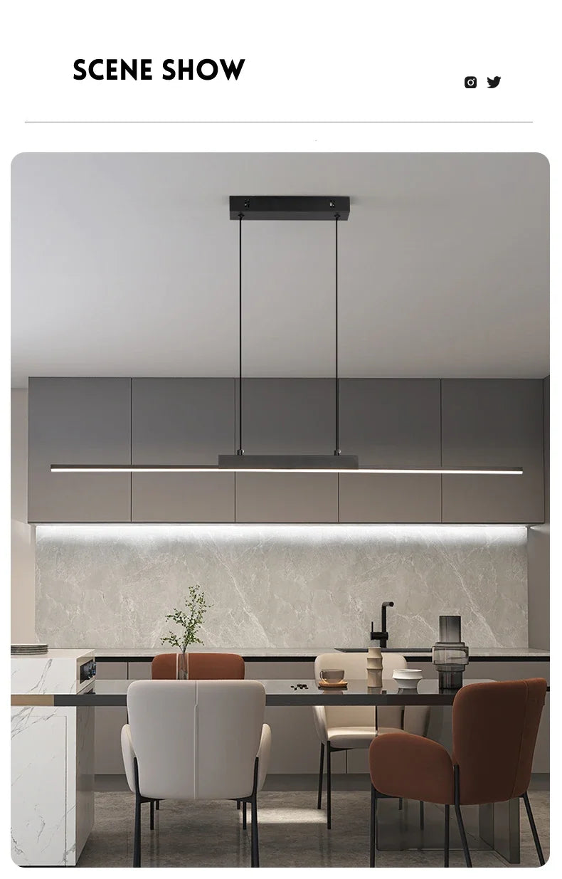 Modern LED Pendant Light 80/100CM For Living Room Kitchen Restaurant Dining Table Bar Indoor Decorative Lighting Hanging Lights