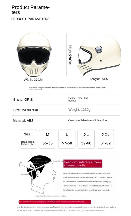 ORZ-728 Full Face casco moto Helmet Vintage Chopper Retro Helmet capacete de motocicleta modular helmet DOT