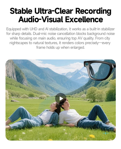 Multifunctional  Smart AI Camera Glasses with 8MP 140+ Languages Real-Time Translation Bluetooth Music 1080P Video Recording