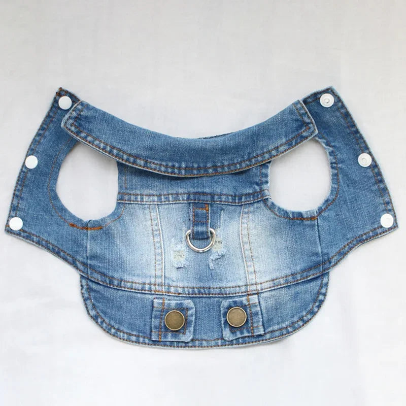 Cool Dog Jeans Jacket for Small Medium Dogs, Fashion Puppy Clothes for Chihuahua Yorkie Poodle Apparel