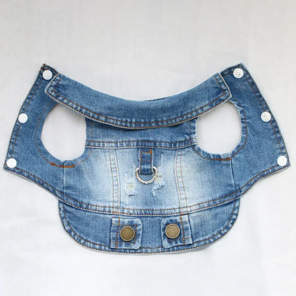 Cool Dog Jeans Jacket for Small Medium Dogs, Fashion Puppy Clothes for Chihuahua Yorkie Poodle Apparel