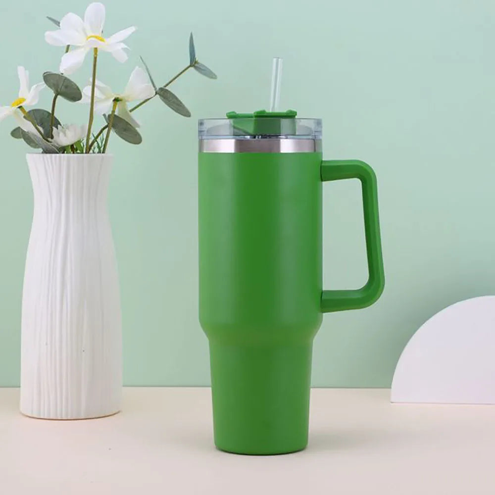 Mug Tumbler 40oz with Straw Handle Coffee Insulated 304 Stainless Steel Car Cup Keeps Cold Beer with Lids Tumbler Thermos Cup