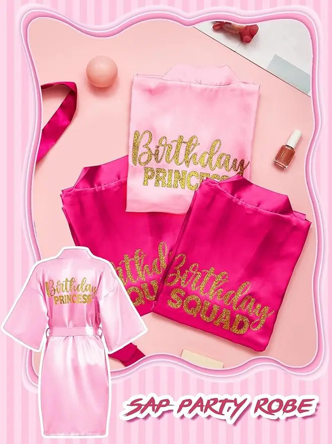 7 Pcs Birthday Squad Robe Birthday Princess Robe Spa Party Supplies Unicorn Slumber Pajamas for Girls