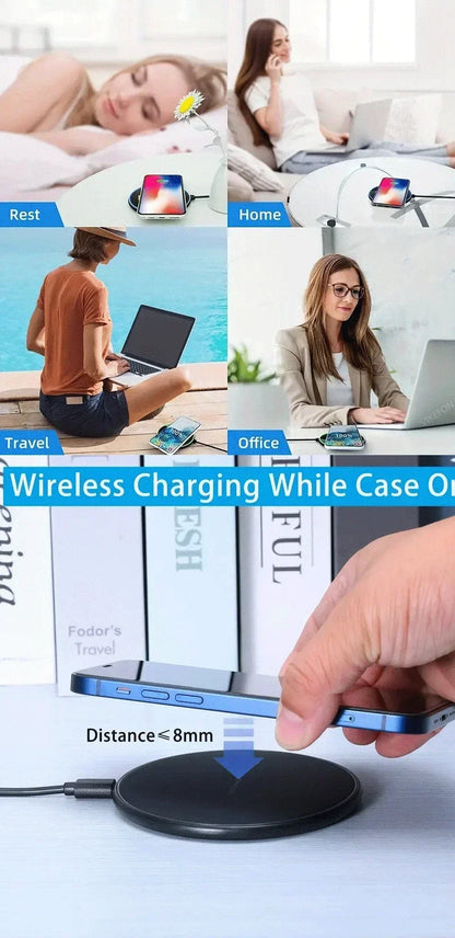 Wireless Charger Mobile Phone Chargers Pad Stand For iPhone 16 15 14 13 12 11 Pro Max Samsung Xiaomi Fast Charging Dock Station