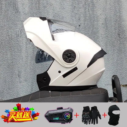ORZ new motorcycle helmet with dual sunshades full face racing Bluetooth modular flip helmet for men and women DOT approval