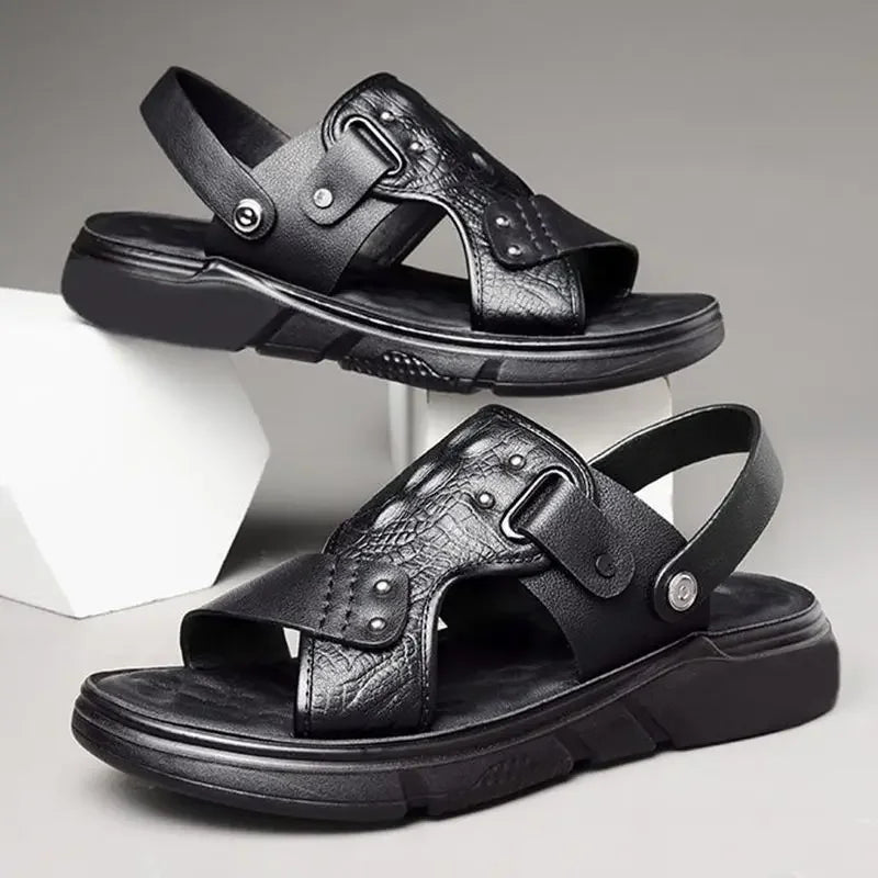 Men's Big Size Sandals Summer Classic Roman Slippers Comfortable Beach Outdoor Walking Shoes  Breathable Casual Slides