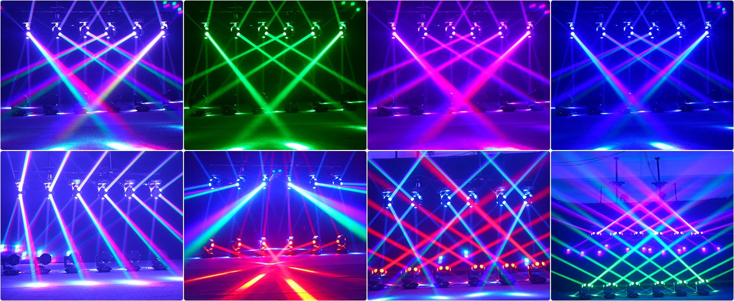 Yiflamefly 240W Beam Moving Head Lights 6LEDs RGBW 360° Rotating DJ Light DMX512 Stage Lights For Disco Wedding Party Live Show