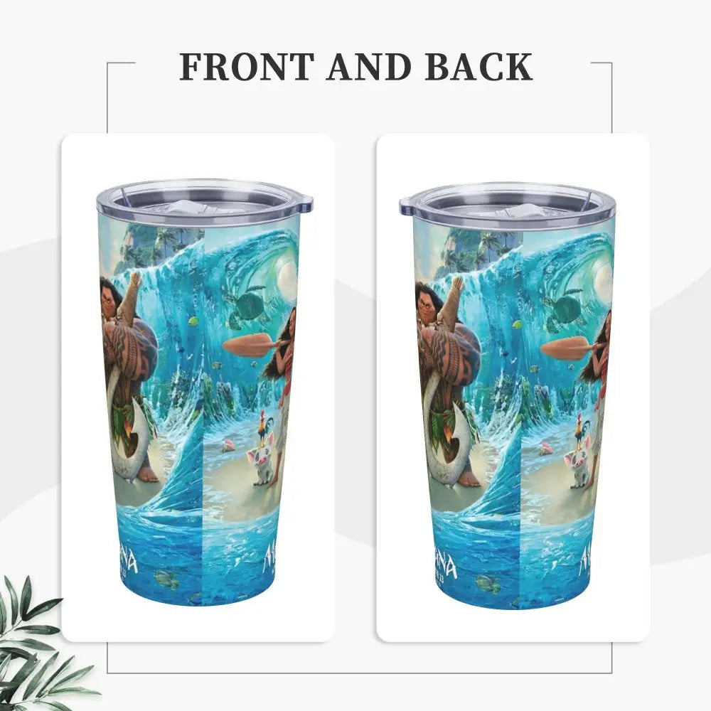 Moana and Pua Cartoon Movie Insulated Tumbler with Straws Stainless Steel Coffee Mugs Double Wall Car Bottle Cups 20oz