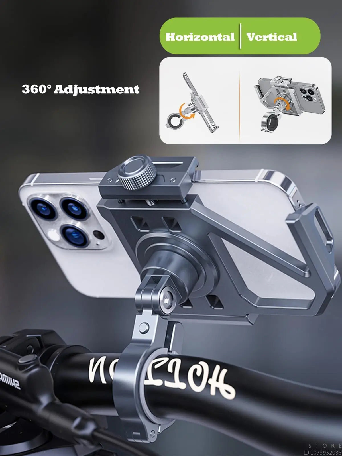 Aluminum Mobile Phone Holder for Motorcycle, Handlebar Bike Phone Mount,Suitable for Cycling, Mountain and Off-road