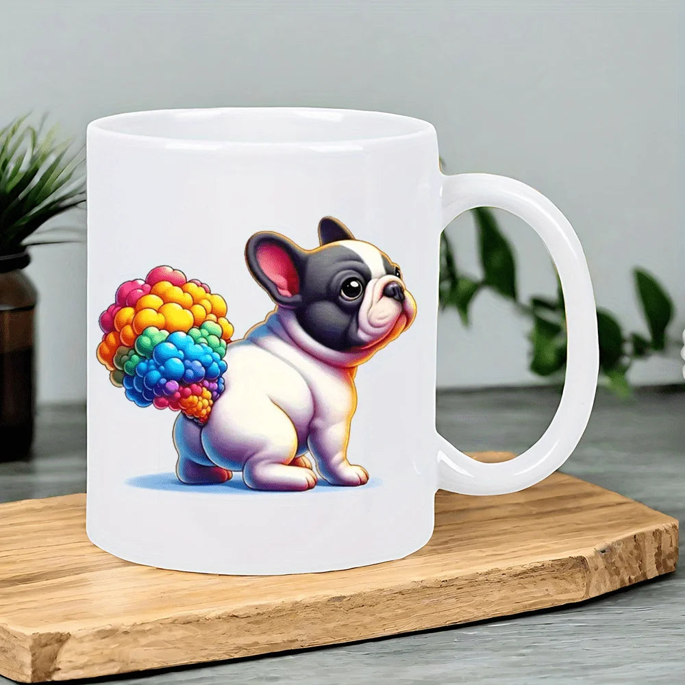 Colorful French Bulldog Ceramic Coffee Mug - Humorous Office & Home Drinkware, Microwave Safe, Hand Wash Only - Perfect Gift for