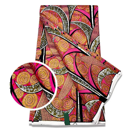 New African Wax Print Fabric Ankara Kitenge Pagne Loincloth Batik Wholesale Golden Glitter Grand 100Cotton Material For Sew 6yar
