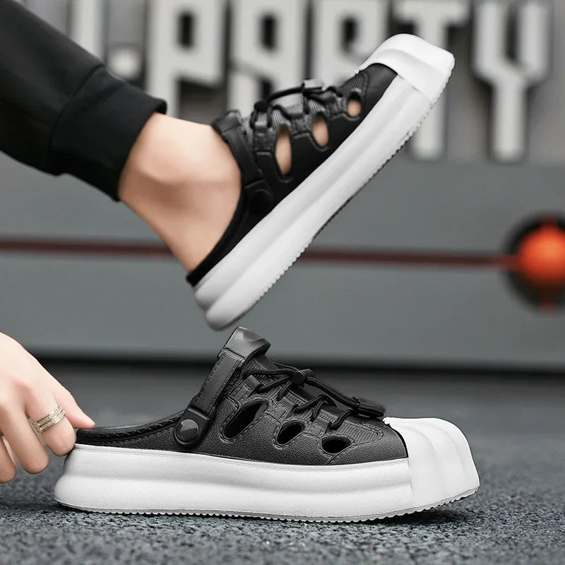 Fashion Men Sandals Summer Half Slippers Outdoor Women Beach Shoes Couple Walking Sneakers Comfortable Breathable Casual Shoes