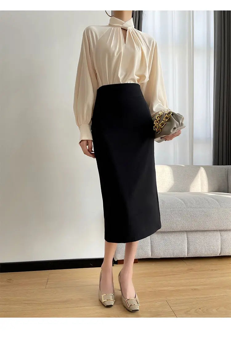 Office Lady Hollow Out Loose Shirt Tops Spring Autumn New Long Sleeve Elegant Solid Blouse Temperament Fashion Women Clothing