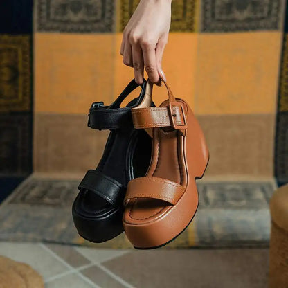Krazing Pot 2026 Comfort Sheepskin Superstar High Thick Bottom Summer Shoes Casual Slingback Luxury Brand Platform Women Sandals