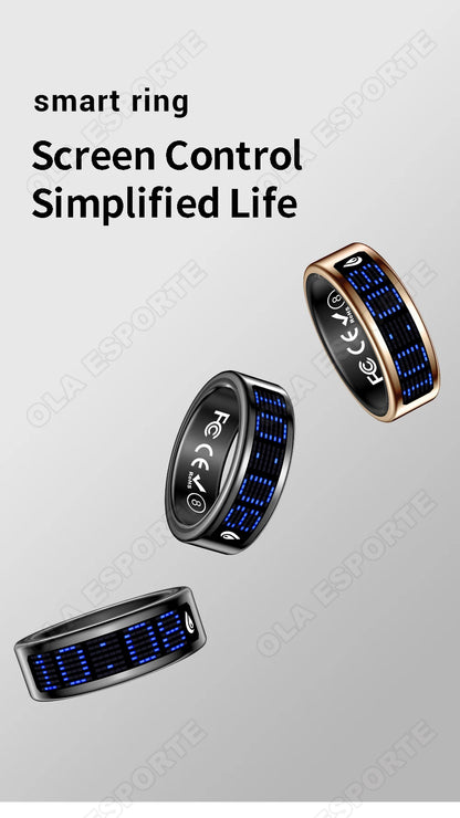 Display Screen Smart Ring Bluetooth Connection Heart Rate Sleep Monitoring Multi-function Ring Multiple Sports Modes Waterproof
