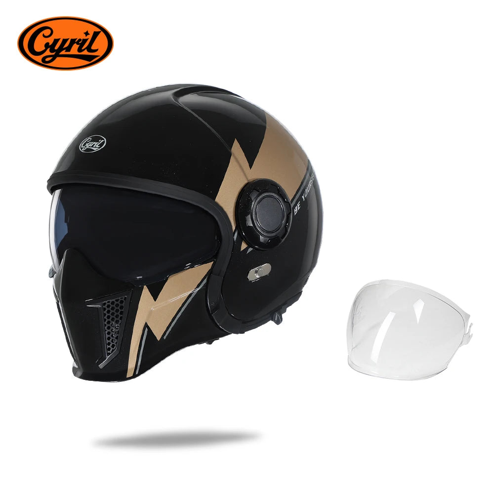 Full Face Open Face Motorcycle Helmet Double Lens Folding Modular Helmet Man Woman Retro Moto Integral Helmet