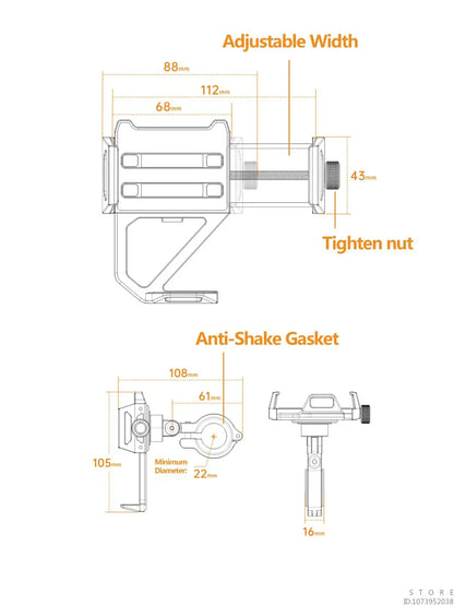 Aluminum Mobile Phone Holder for Motorcycle, Handlebar Bike Phone Mount,Suitable for Cycling, Mountain and Off-road