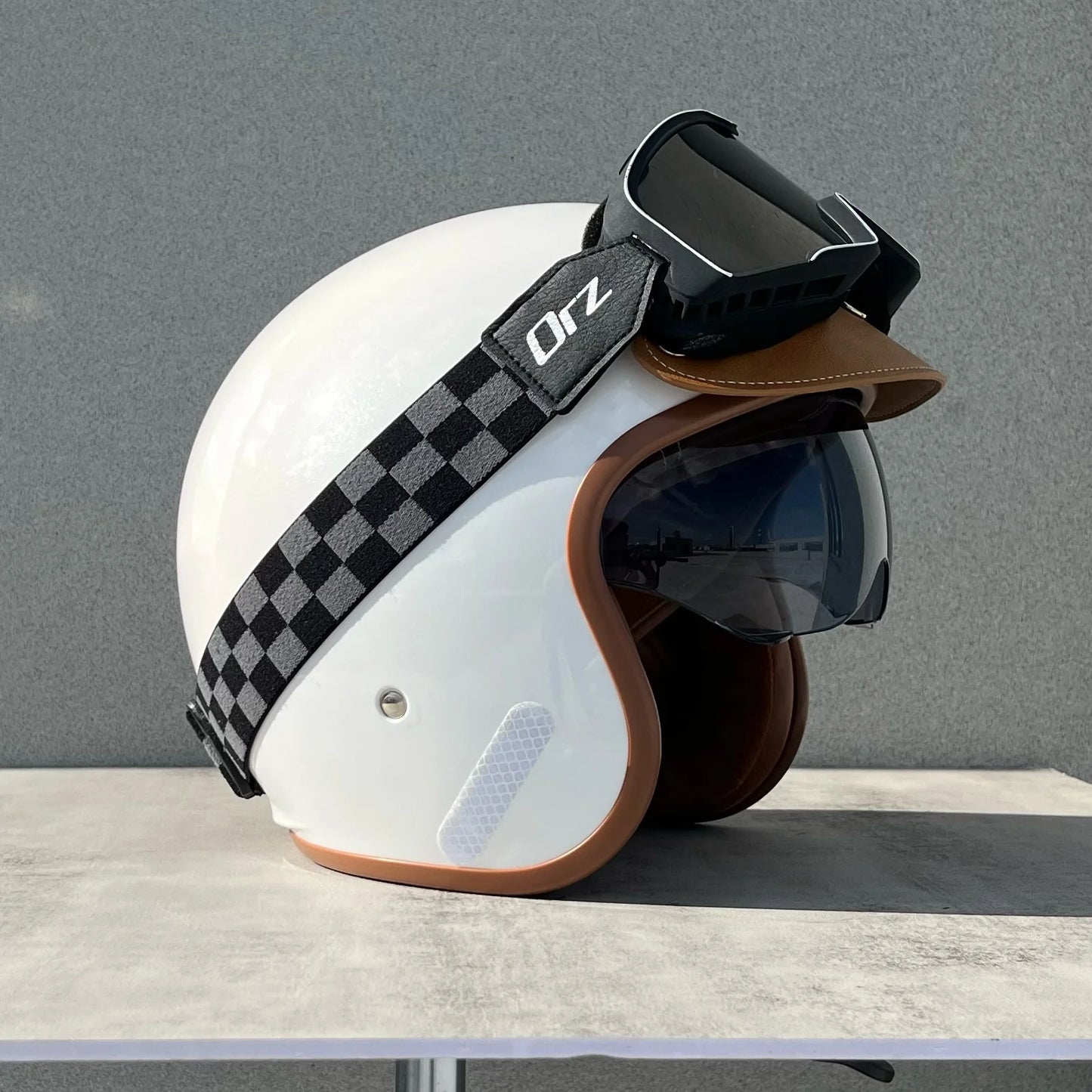 Orz Motorcycle Retro Helmet Men's and Women's Motorcycle Safety Helmet Electric Car Four Seasons 3/4 Half Helmet Scooter