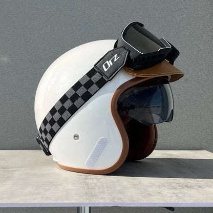 Orz Motorcycle Retro Helmet Men's and Women's Motorcycle Safety Helmet Electric Car Four Seasons 3/4 Half Helmet Scooter