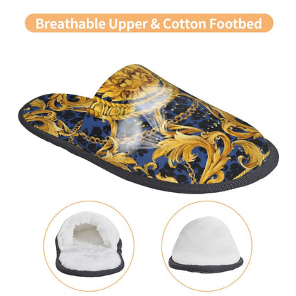 Custom Queen Of Absolutely Everything Gold Baroque Soft Memory Foam House Slippers Women Comfy Warm Anti-skid Sole Slipper