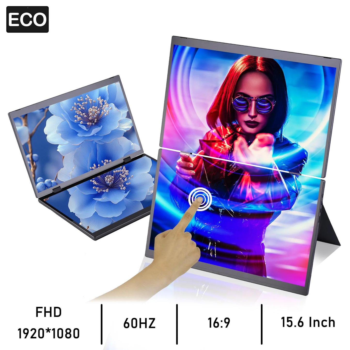 15.6 Inch Portable Monitor Dual Screen 1080P IPS External Second Screen for Mac Laptop PC Switch2 Xbox PS4/5 Xbox Ship From US