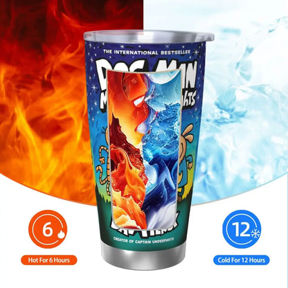 Dog Man Dogman Movie Comic Insulated Tumbler with Straws Cartoon Stainless Steel Thermal Mug Double Wall Car Bottle Cups, 20oz