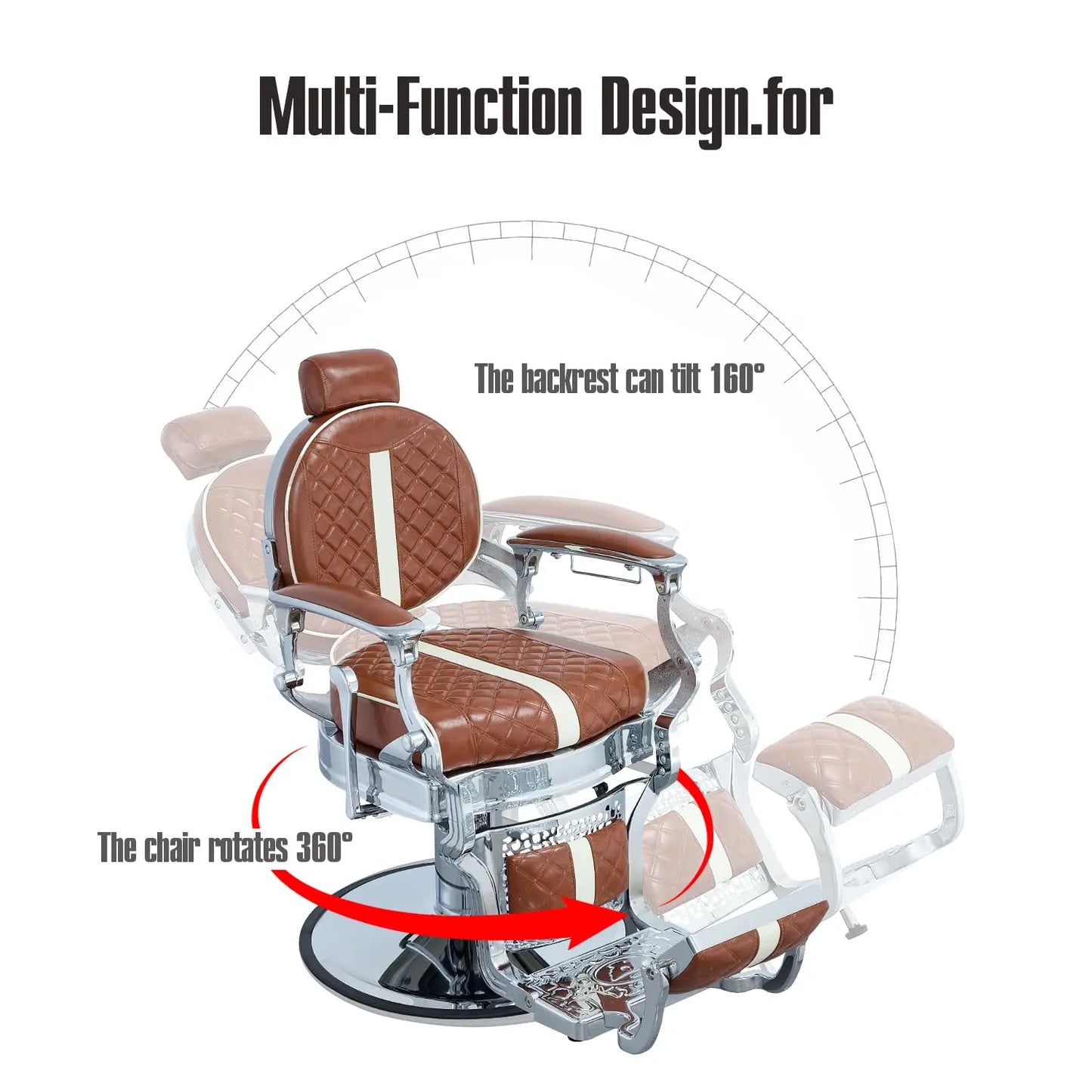FRNIMAC Heavy Duty Barber Chair, All Purpose Vintage Style Mens Barber Chair Hydraulic Recline Salon Chair, Customized