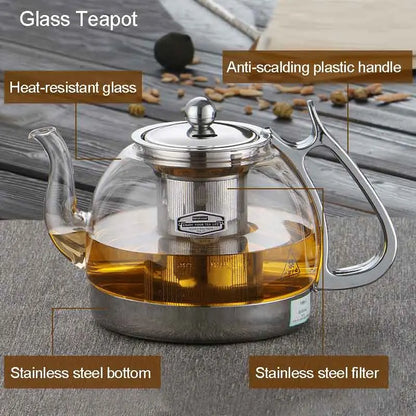 Induction Cooker Heat Resistant Glass Teapot Electromagnetic Furnace Multifunctional Filter pot Gas Stove Kettle Tea set