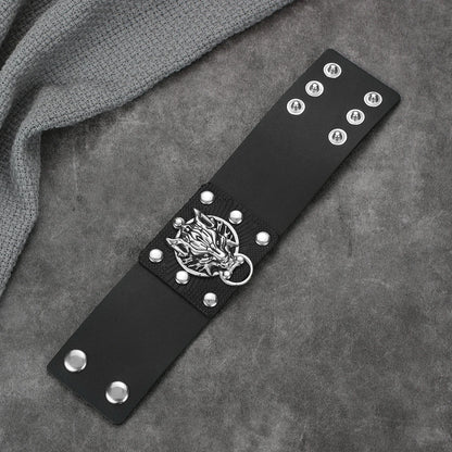 2025 Popular Jewelry Fashion Black Cuff Size Adjustable Dragon Head Pattern Charm Bracelet for Daily Wear