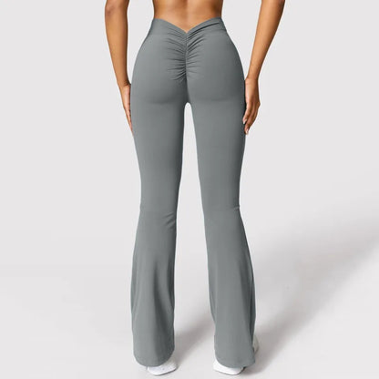 Sexy Yoga Flare Pants Women V-Cut Waist High Waist Push Up Butt Fitness Leggings Comfort Fit Gym Running Fashion Slim Leggings